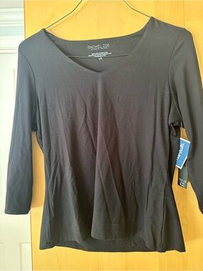 Rachel Zoe Black Long-Sleeve Scoop Neck Top